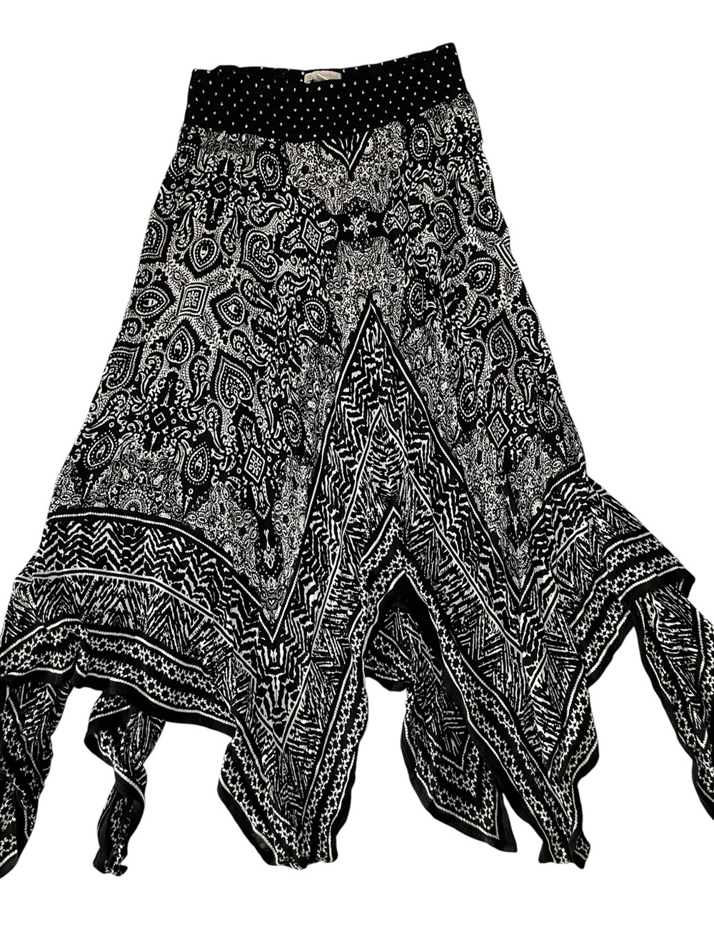 Vintage Boho Bandana Print Handkerchief Hem Skirt | Y2K Festival Fairy Midi